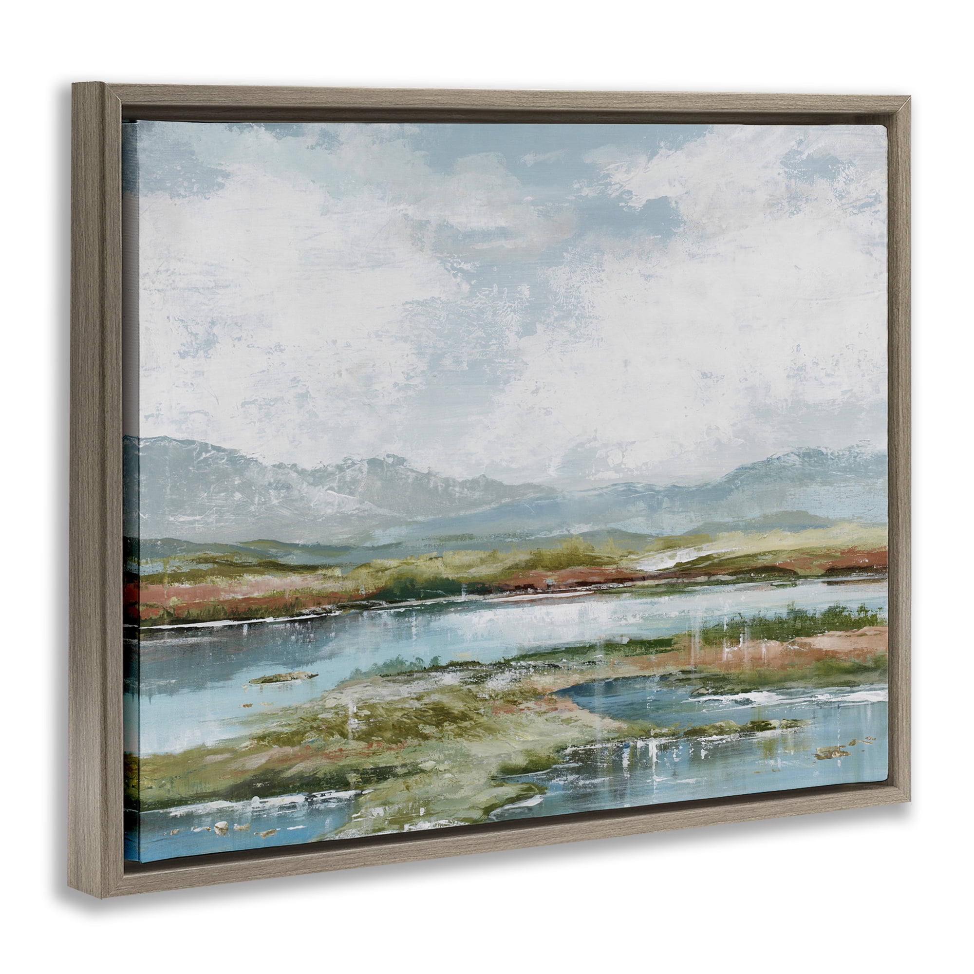 Stupell Industries Modern Paint Landscape Landscape Painting Brown Floater Framed Art Print Wall Art, 31 x 25
