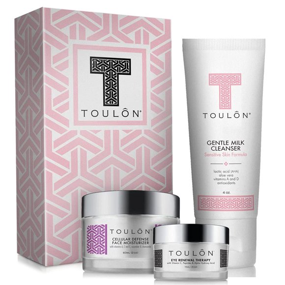 TOULON Set de regalo para el cuidado de la piel para mujeres: Conjuntos de belleza antienvejecimiento para regalos de mujer Kit para el día de la madre presente; Gentle Milk Face Cleanser Crema de día