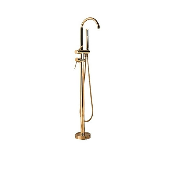 Golden Bathroom Bathtub Faucet Modern Bathtub Faucet With Hand Shower Hot and Cold Faucet Floor Mounted Tub ,360° Swivel Spout
