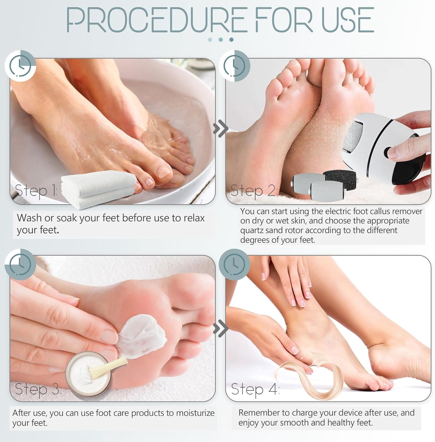 Portable Electric Callus Remover For Feet 2 Speed With 3 Rollers Foot File Dead Skin Exfoliator Pedicure Care Tool