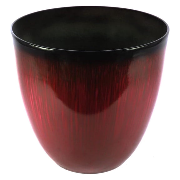 (EPR12-206 Large Egg Shaped Planter - Modern Indoor & Outdoor Decorative Flower Pot/Box (12 Inch, Red Flower)