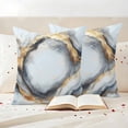 thumbnail image 3 of Marble White Yellow Outdoor Waterproof Pillow Covers, Modern Abstract Art Ink Painting Decorative Square Throw Pillowcase Sofa Cushion Sham for Patio/Couch/Chair, 20"x20" 2 Pack, 3 of 8