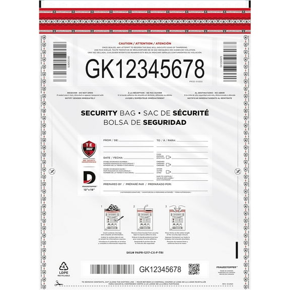 Fraudstopper Level 4 12x16 White Tamper Evident Bag (100)
