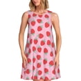 thumbnail image 1 of Balery Hand Drawn Strawberry Vestidos de verano para mujer con estampado: vestido holgado sin mangas, vestido playero informal y cómodo para días calurosos., 1 of 7