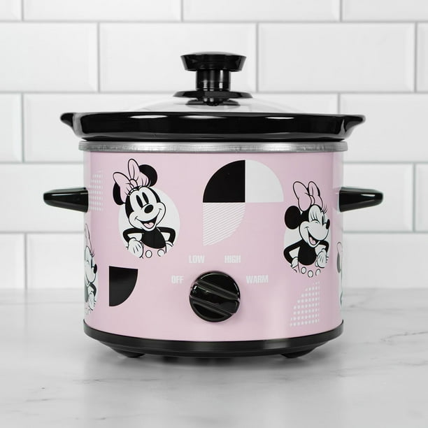 Olla de cocción lenta de 2 cuartos de galón de Uncanny Brands Disney Minnie Mouse - Pequeño electrodoméstico de cocina