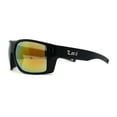 thumbnail image 3 of Locs Large Wrap Rectangle Color Mirror Gangster Plastic Sunglasses Black Orange Mirror, 3 of 4