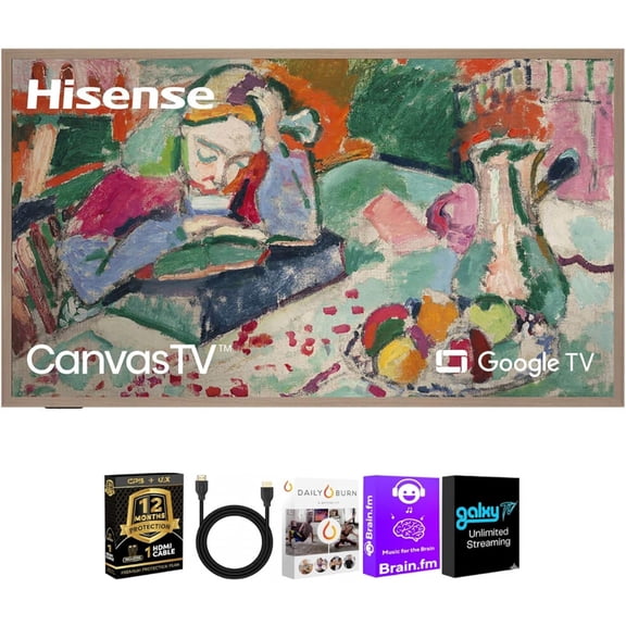Hisense 65 Inch Class S7 4K QLED Smart CanvasTV Google TV 120Hz HDR Dolby Vision WiFi Bluetooth HDMI Streaming Bundle with HDMI Cable and 12 Month CPS Protection Plan
