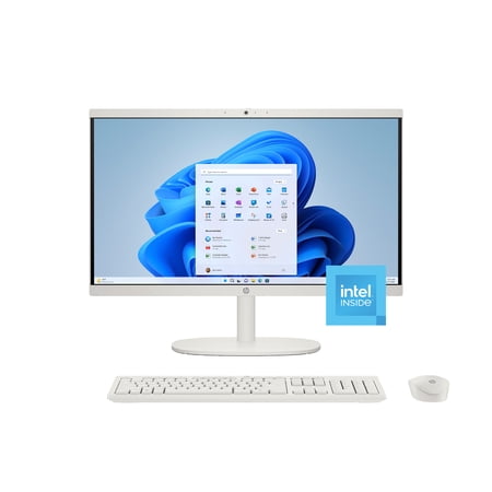 HP 21.45 INCH ALL-IN-ONE DESKTOP PC FHD PENTIUM 8GB 128 SSD WINDOWS 11 HOME IN S MODE CASHMERE WHITE