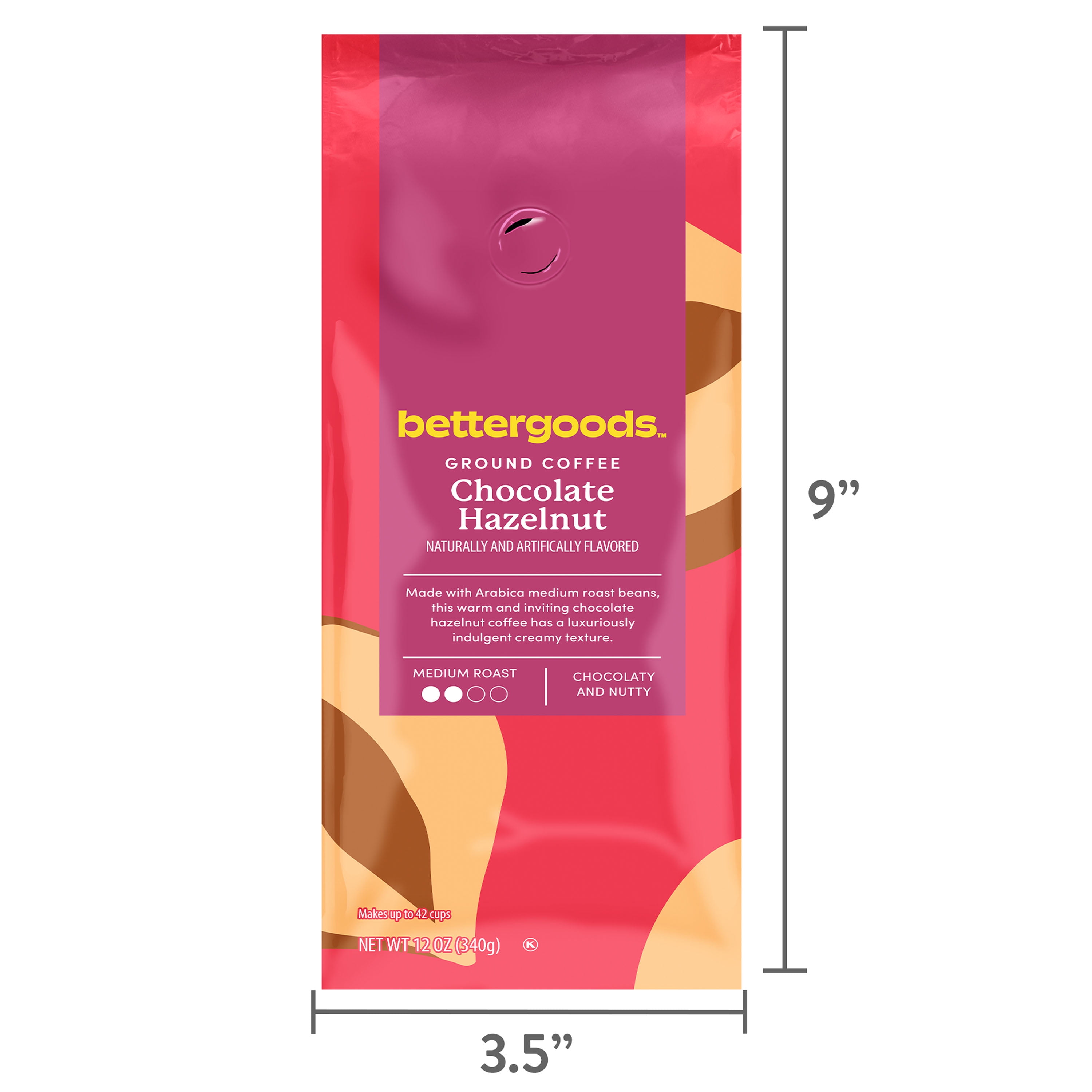 (6 pack) bettergoods Chocolate Hazelnut Flavored Ground Coffee, Medium Roast, 12 oz