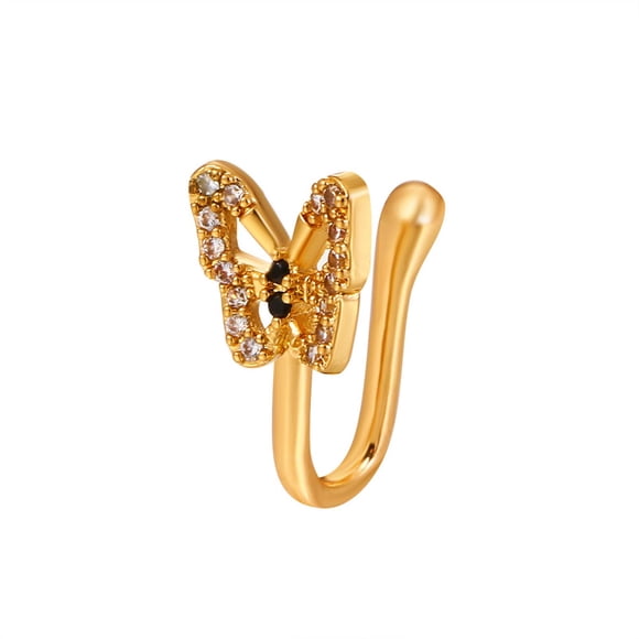Daisyyozoid Wholesale U Shaped Fake Nose Ring Diamond Studded Butterfly Nose Nail No Hole Nose Clip Piercing Jewelry