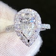 thumbnail image 2 of Women's 3Ct Pear Cut Diamond Halo Engagement Ring 14K White Gold Plated, 2 of 5