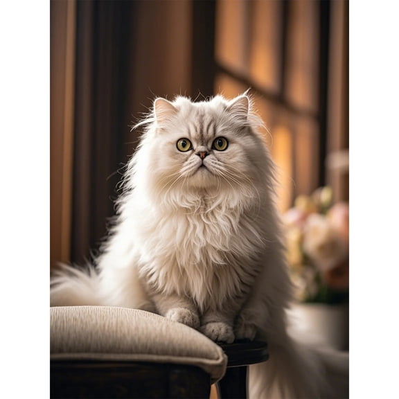 5D Diamond Painting Persian Cat Kitten Diamond Art DIY Kits Full Round Drill Crystal by Number Stitch Embroidery Arts and Crafts for Living Room Home Wall Decor 12x16 inch / 30x40cm