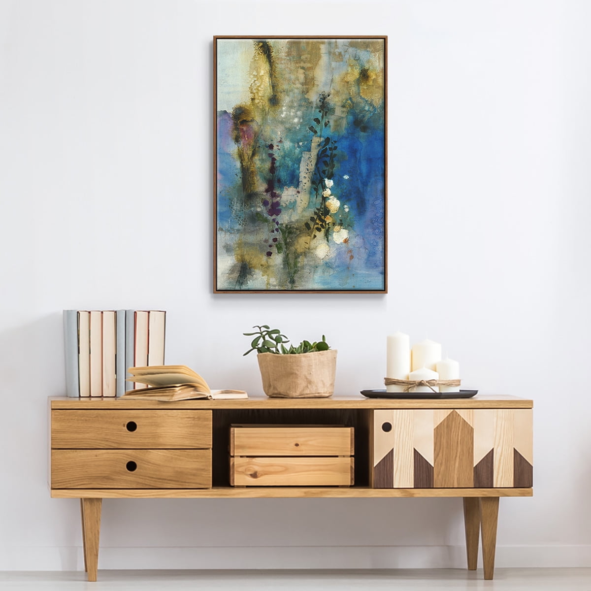 Immerge I Framed Premium Gallery Wrapped Canvas - Ready to Hang - 25 x 37 - Walnut Floating Frame