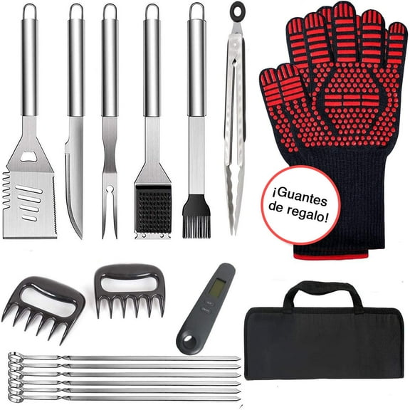 Juego de Utensilios de Acero Inox para Parrilla Bbq Elly Decor ELL-UT1BK-INOX