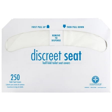 Hospeco Discreet Seat DS-1000 Biodegradable Half-Fold Toilet Seat Covers, Self-Disposing, 1 Pack