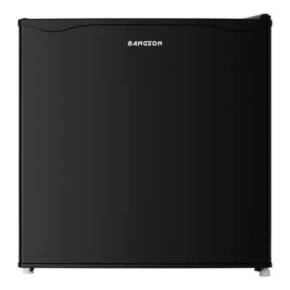 BANGSON 1.6 Cu.Ft Compact Refrigerator with Freezer, Energy Saving & Low Noise Mini Fridge for Office, Dorm, Bedroom - Adjustable Temp, Reversible Door, Black