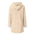 thumbnail image 4 of Dezsed Winter Coats for Women Plus Size Sherpa Fleece Outerwear Overcoat Clearance Women Plus Size Solid Plus Velvet Coat Long Sleeve Horn Buckle Pocket Beige XL, 4 of 6