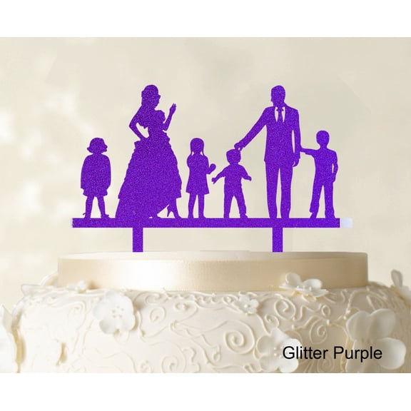 "Personalized Family Cake Topper Custom Silhouette Wedding Cake Topper Cake Decorations Option Available 6""-7"" Inches Wide"