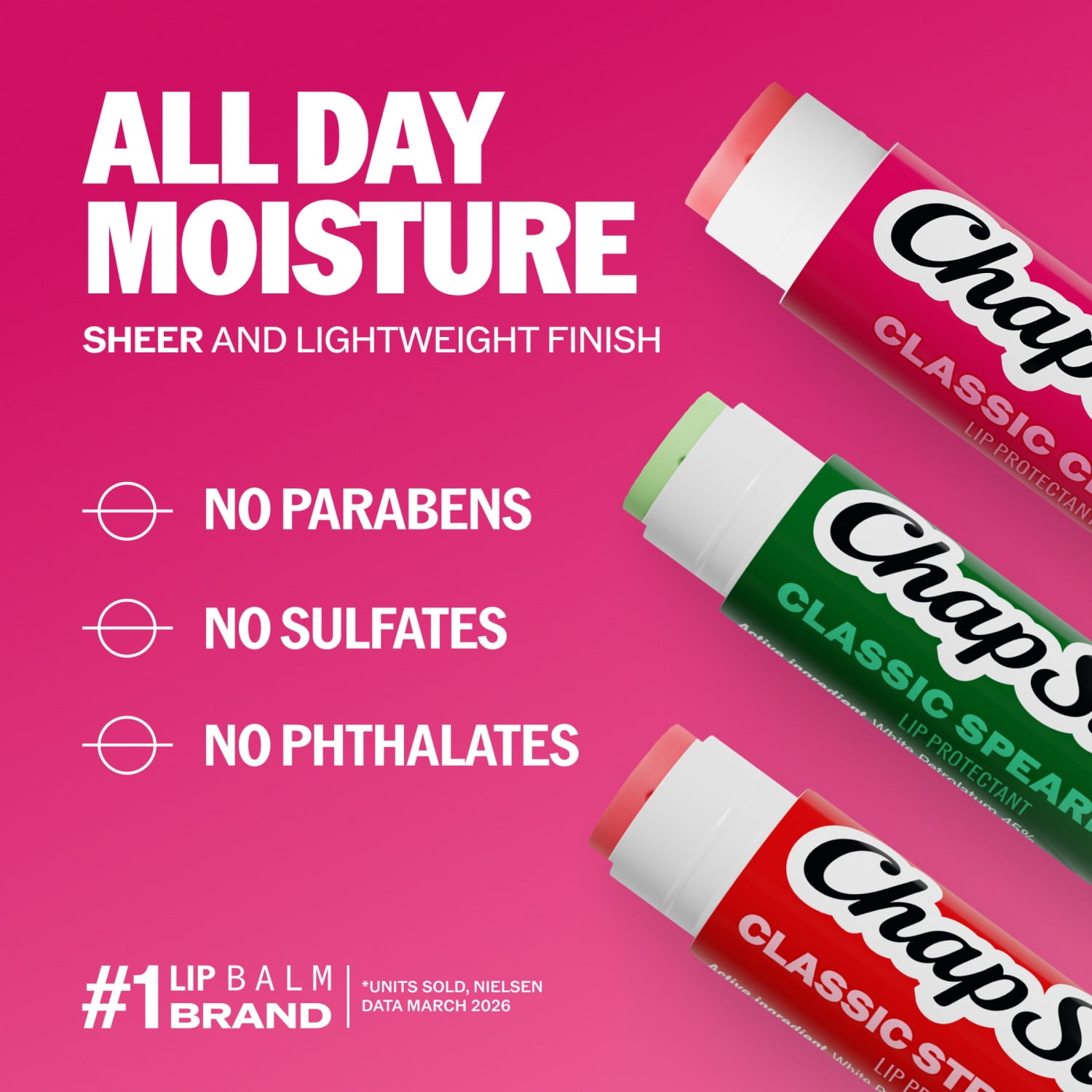 ChapStick Variety Pack: Classic Cherry, Spearmint & Strawberry Lip Balm, 0.15 oz, 3 Pack