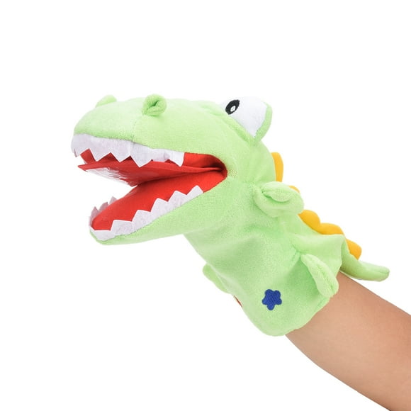 Guantes de marioneta de mano suave con diseño de animal de dibujos animados para contar historias, juguete interactivo para niños de 28 cm.