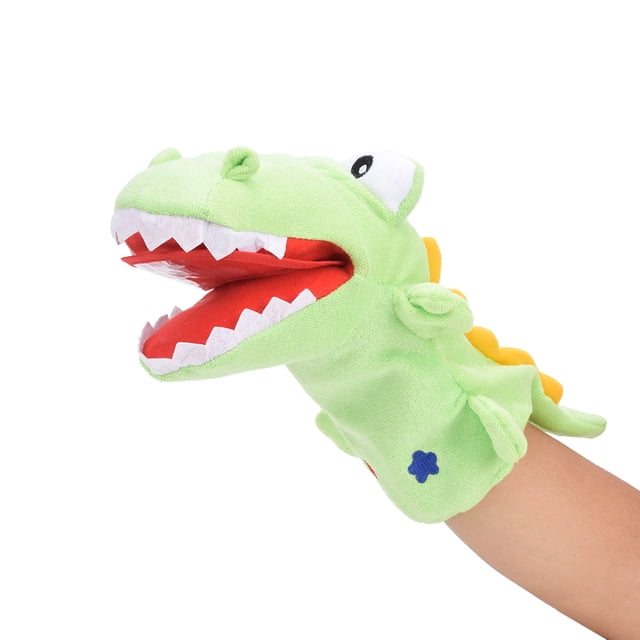 Guantes de marioneta de mano suave con diseño de animal de dibujos animados para contar historias, juguete interactivo para niños de 28 cm.