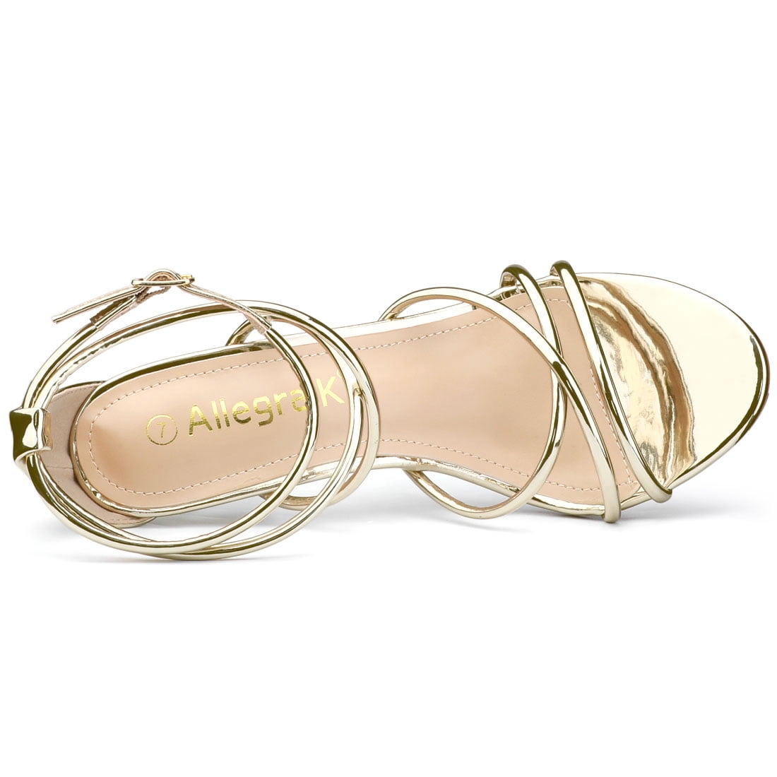 DARING DIVA Women's Open Toe Strappy Straps Stiletto Heel Sandals Gold 9