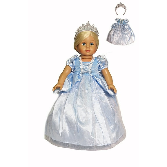 Light Blue Princess Dress with Tiara for 18-Inch Dolls | Dolls Clothes