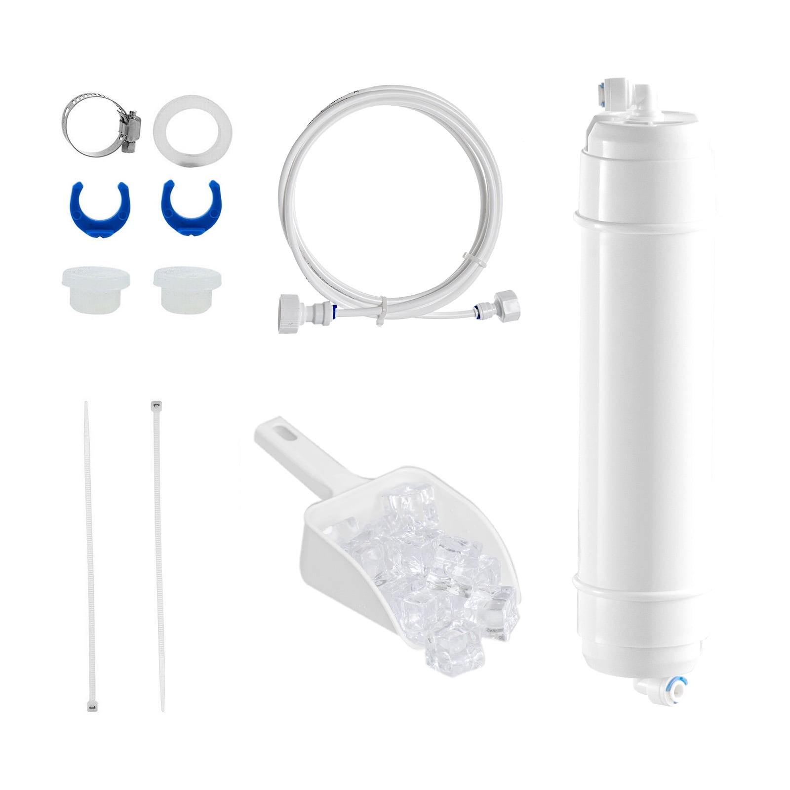 KFFKFF 110V Commercial Ice Maker 120lbs/24h with 29lbs Storage 5x9 Cubes Stainless Steel Auto Clean for Bar Home Supermarkets Includes Scoop and Connection Hose