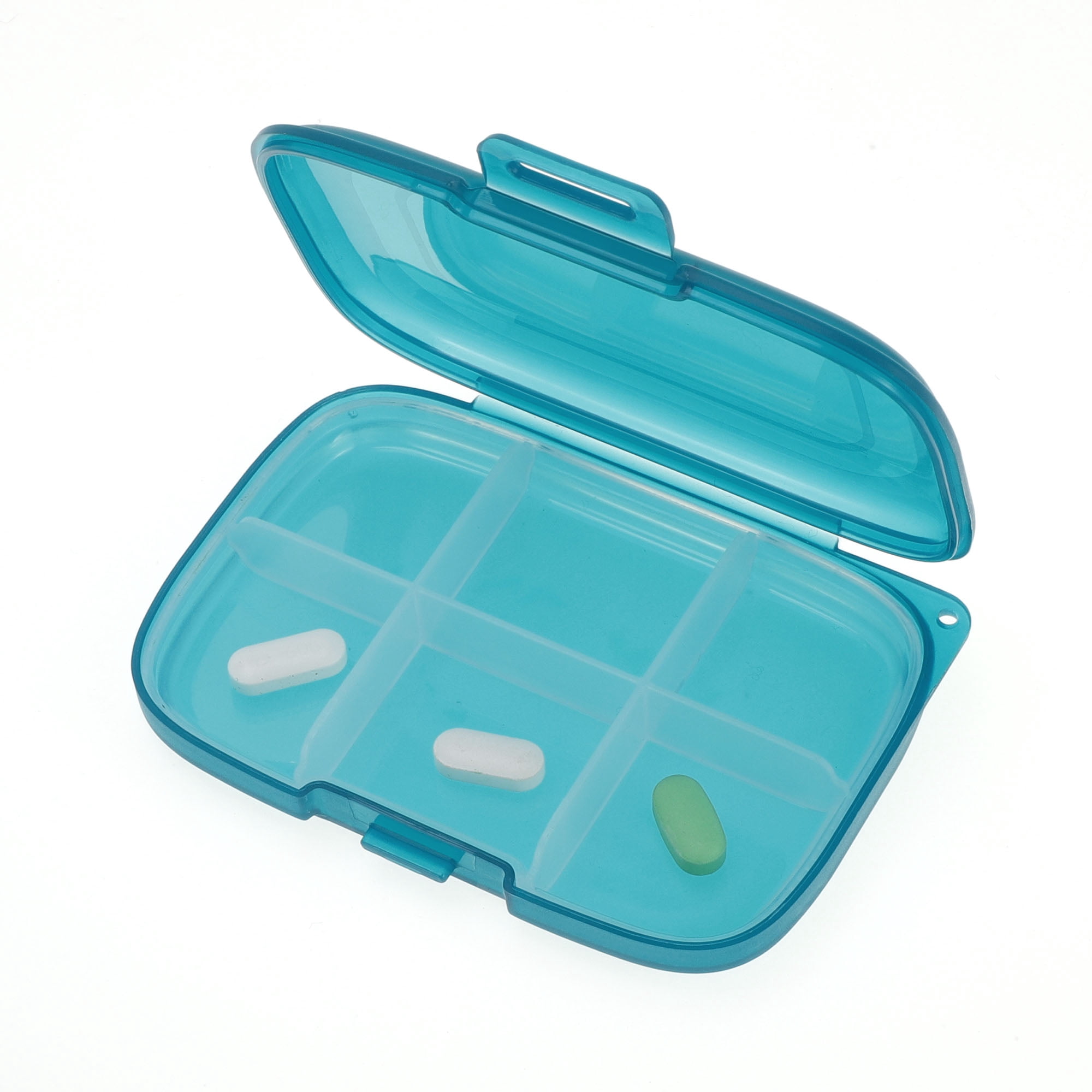 Unique Bargains 6 Grids Single Layer Pill Box 1Pc Blue