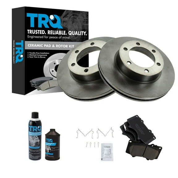 TRQ Posi Ceramic Brake Pad & Rotor Kit Front w/Chemicals BKA15698 Fits select: 2000-2006 TOYOTA TUNDRA, 2003-2007 TOYOTA SEQUOIA