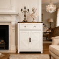 thumbnail image 3 of Mintazer Farmhouse Bathroom Storage Cabinet with Barn Doors & Drawer, Rustic Accent Cabinet for Bathroom Kitchen, White, 3 of 14