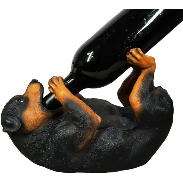 Pure Breed Rottweiler Butcher's Dog Wine Oil Bottle Holder Canine Pet Figurine Kitchen Hosting Accessory