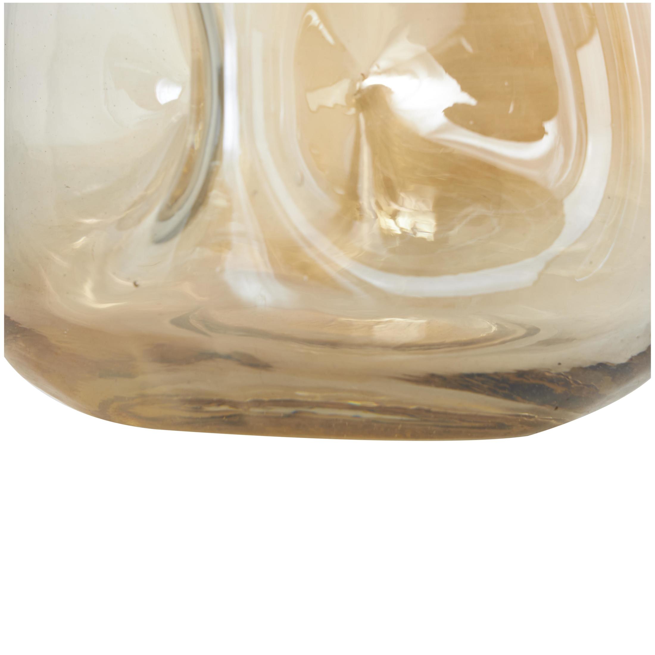 DecMode 11", 8"H Abstract Concaved Iridescent Gold Glass Vase, Set of 2