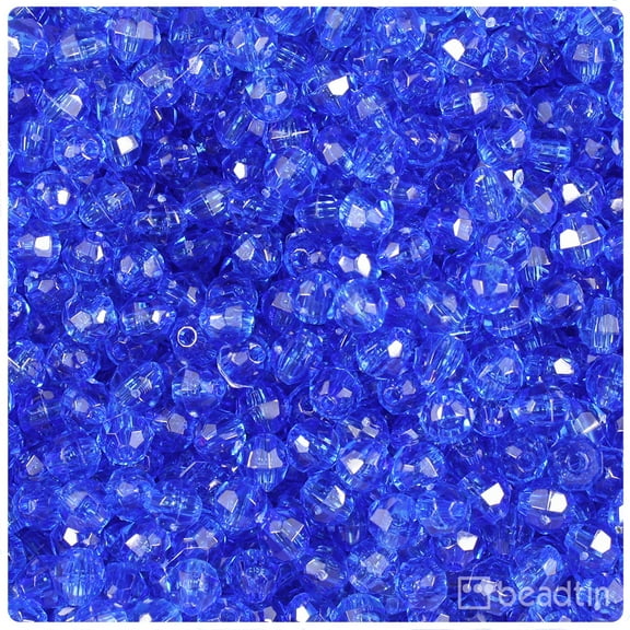 BeadTin Dark Sapphire Transparent 6mm Faceted Round Craft Beads (600pcs)