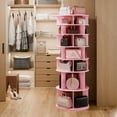 thumbnail image 4 of 8 Tier Rotating Shoe Rack Tower, 32 Pair Shoe Organizer Shelf, Pink, 63.3" x 23.6" x 23.6", 4 of 9