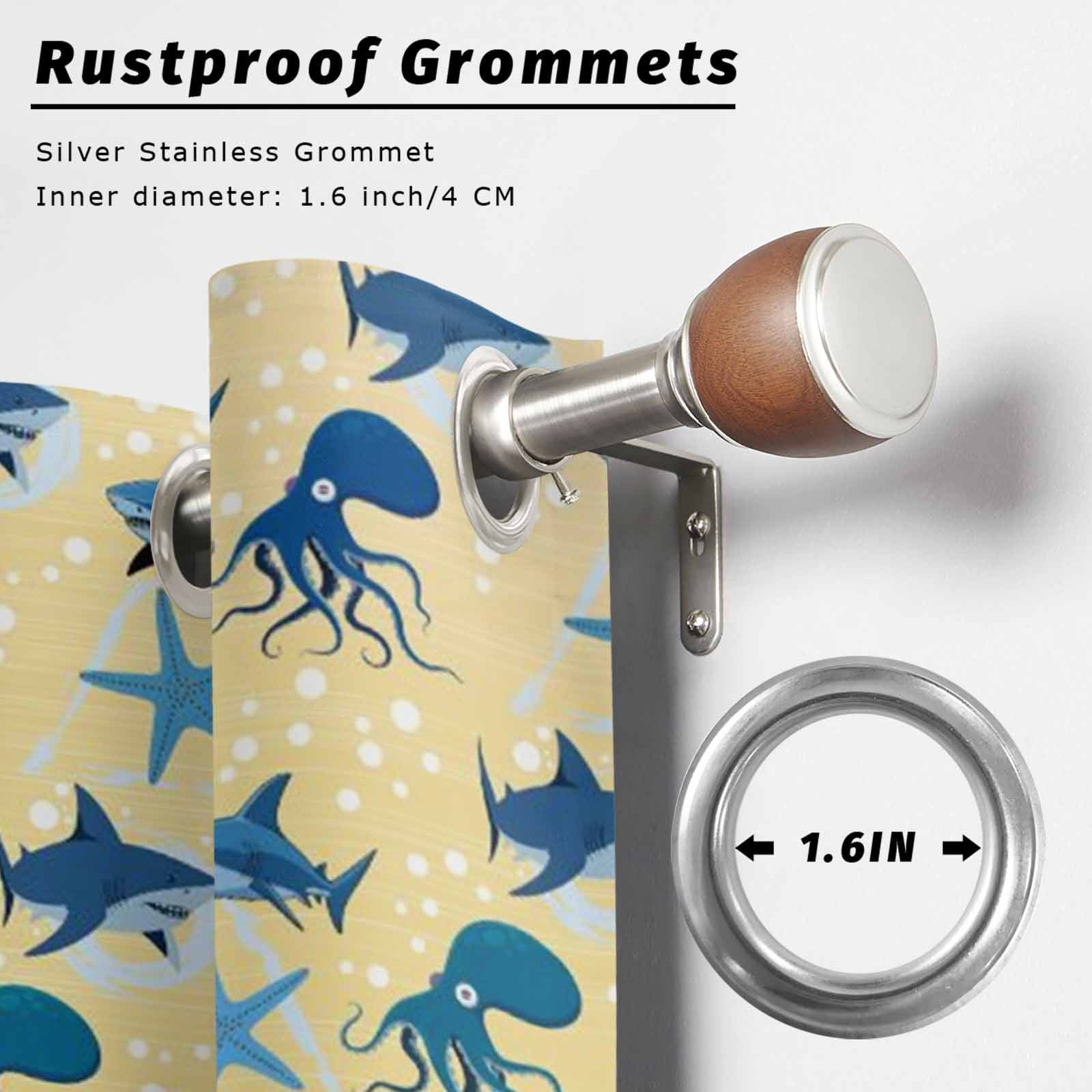 Summer Marine Life Outdoor Curtains for Patio, Watercolor Octopus Sharks Ocean Starfish Bubble Sunshade Privacy Drapes Grommet Waterproof Outside Curtains for Porch/Cabana/Balcony 54"x 108", 1 Panel