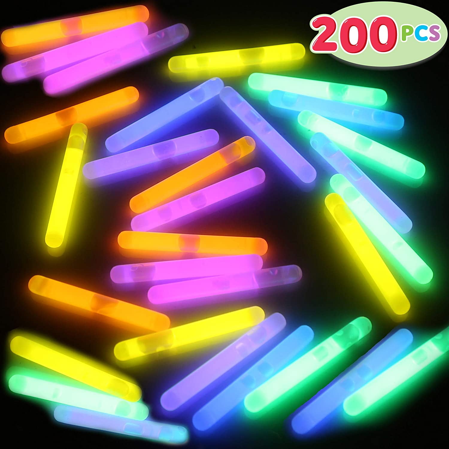 8” Glow Stick Glow In The Dark PINK /& GREEN /& BLUE/& YELLOW WANDS NEW Set//4