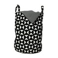 thumbnail image 1 of Abstract Laundry Bag, Triangles Arranged in a Table Square Basic and Repetitive, Hamper Basket with Handles Drawstring Closure for Laundromats, 13" x 19", Dark Grey and Eggshell, by Ambesonne, 1 of 4