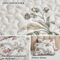 thumbnail image 5 of 3 Pieces Quilt Set King Size  Beige Floral Reversible Bedspread Coverlet Soft Microfiber Lightweight Bed Cover For All Season (102" X 90" 1 Quilt+ 2 Pillow Shams), 5 of 7