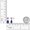 thumbnail image 3 of Gem Stone King 925 Sterling Silver Blue Created Sapphire and Pink Created Sapphire Earrings for Women | 9.14 Cttw | Gemstone September Birthstone | Pear Shape 12X8MM, 3 of 4