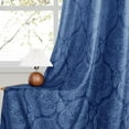 thumbnail image 5 of Hiasan Back Tab Ombre Blackout Curtains for Bedroom - Damask Design 84 inches Long Thermal Insulted Tieable Window Drapes Light Blocking Curtains for Living Room, 2 Panels, W42 x L84, Navy Blue, 5 of 7
