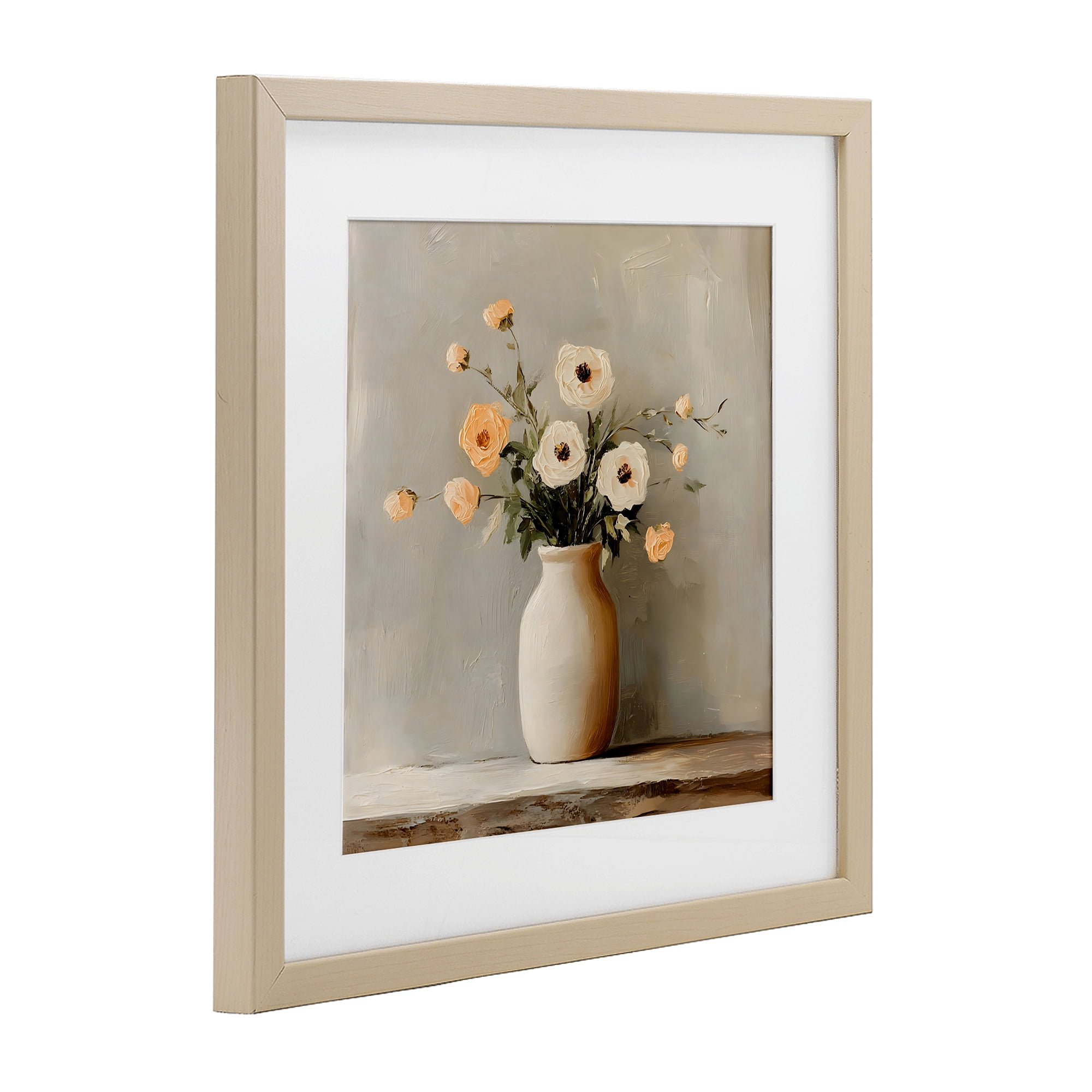 Stupell Industries Simple Floral Vase in Pastels Birch Framed Print Under Glass, design by Creative Studio