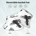 thumbnail image 2 of Bingfone Monochrome Flying Ravens Bucket Hat for Men Women,Packable Reversible Printed Sun Hats,Fisherman Outdoor Travel Hiking Beach Caps, 2 of 7