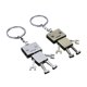 thumbnail image 1 of 2pcs movible Robot de metal llavero llavero Figura llavero de metal anillo para mujer hombres regalo encantos colgante (marrón + plata), 1 of 6
