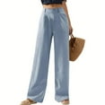 thumbnail image 2 of Huankd Wide Leg Stretchy Work Pants Pull on Business Casual Pants for Women High Waisted Slacks Dress Pants Blue S, 2 of 7