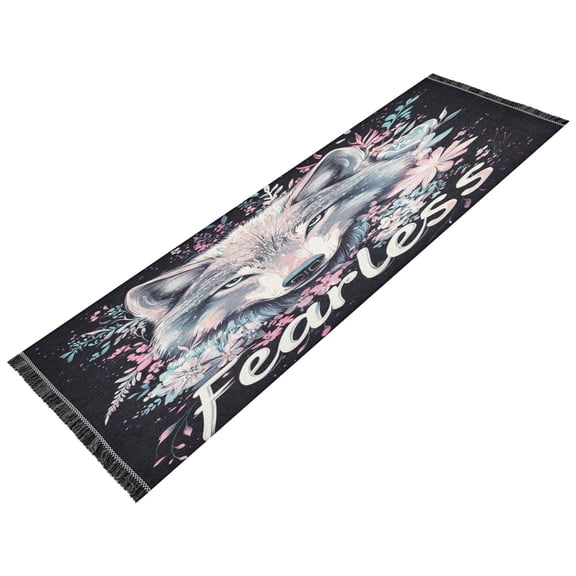 BZSMCE Runner Rug Classical Design Fearless Spirit Style Modern Pattern 72x23.5in Indoor Washable Rug