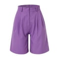 thumbnail image 4 of TRUBKH shorts for women bermuda shorts for women womens shorts with pockets long shorts for women lounge shorts women Women Casual Multicolor Suit Shorts Zipper Pocket Cropped Shorts Purple 2XL, 4 of 4