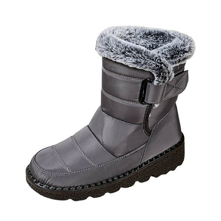 XDDST Ankle Boots for Men Fashion Couple Men Women Winter Water Proof Flat Hook Loop Keep Warm Snow Boots Comfortable Mid Boots Shoes Men s Fuzzy Boots