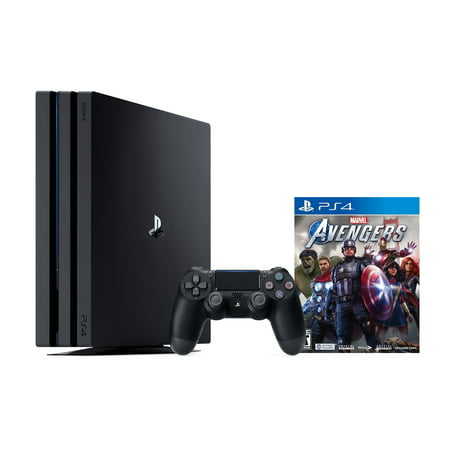 PlayStation 4 Pro 1TB Console with Marvel's Avengers - PS4 Pro 1TB Jet Black 4K HDR Gaming Console, Wireless Controller and