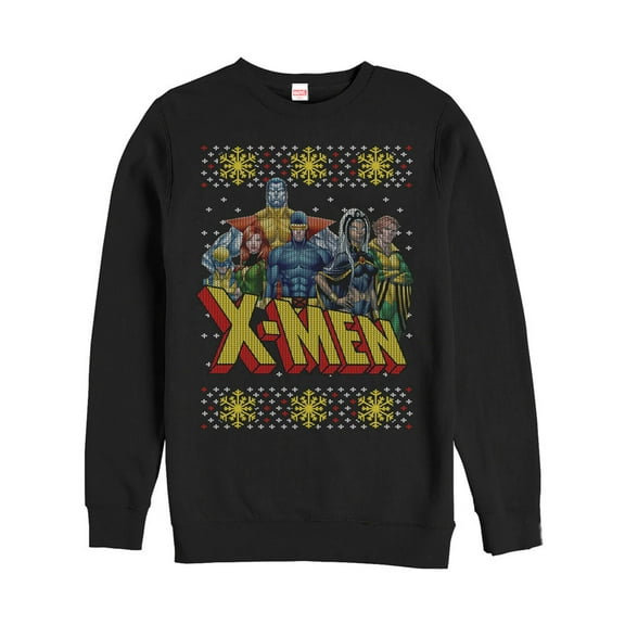 Men's Marvel Ugly Christmas X-Men Group Sweatshirt Black 2X Large